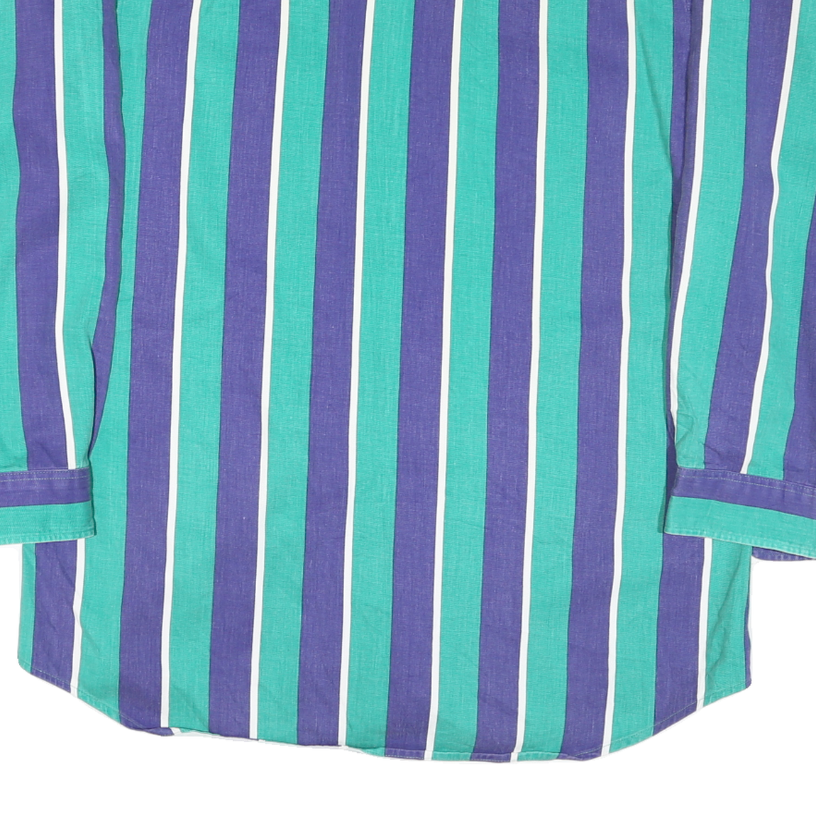 MID WEST HARMENTO CO Mens Blue & Green Striped Shirt L Cotton Blend Casual Long