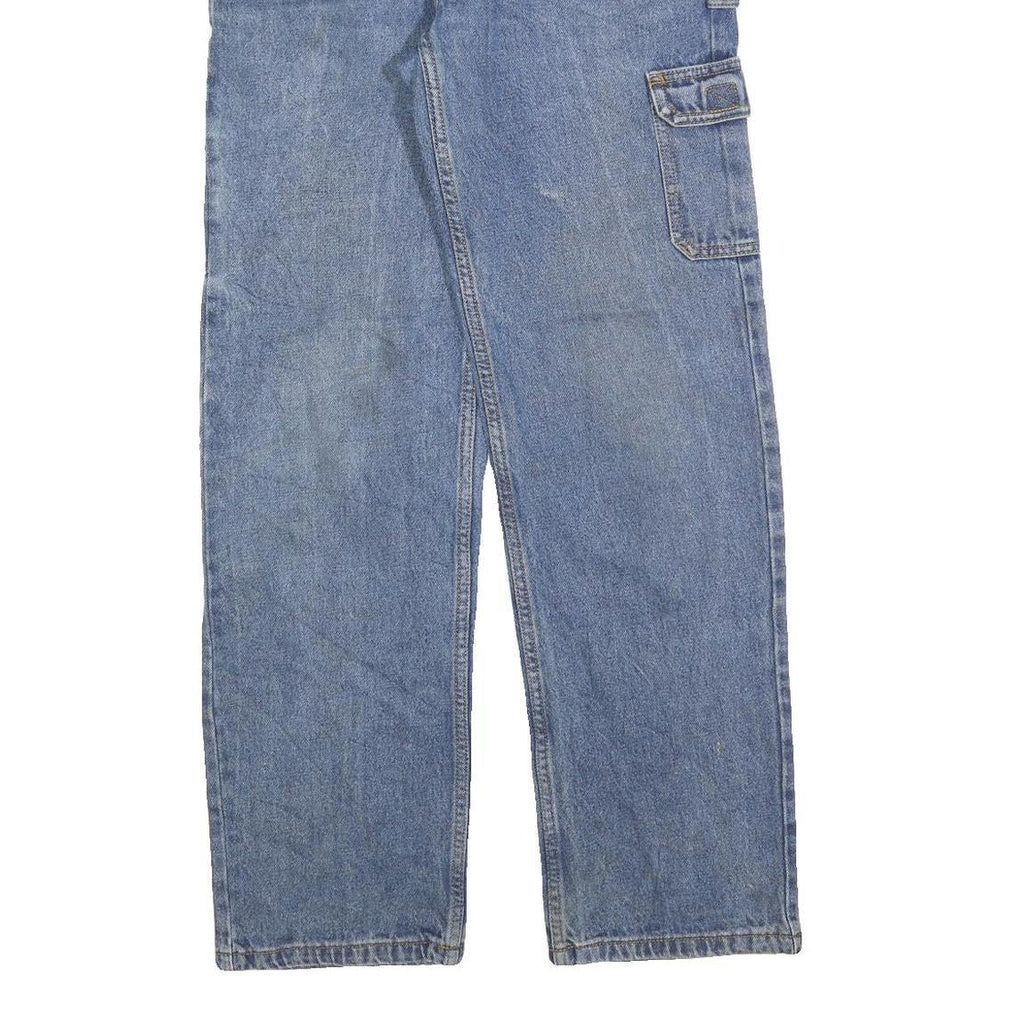 Womens Blue Regular Fit Straight Cotton Blend Denim Jeans W31 L32 Cargo Pockets