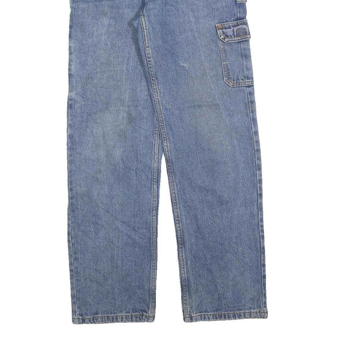 Womens Blue Regular Fit Straight Cotton Blend Denim Jeans W31 L32 Cargo Pockets