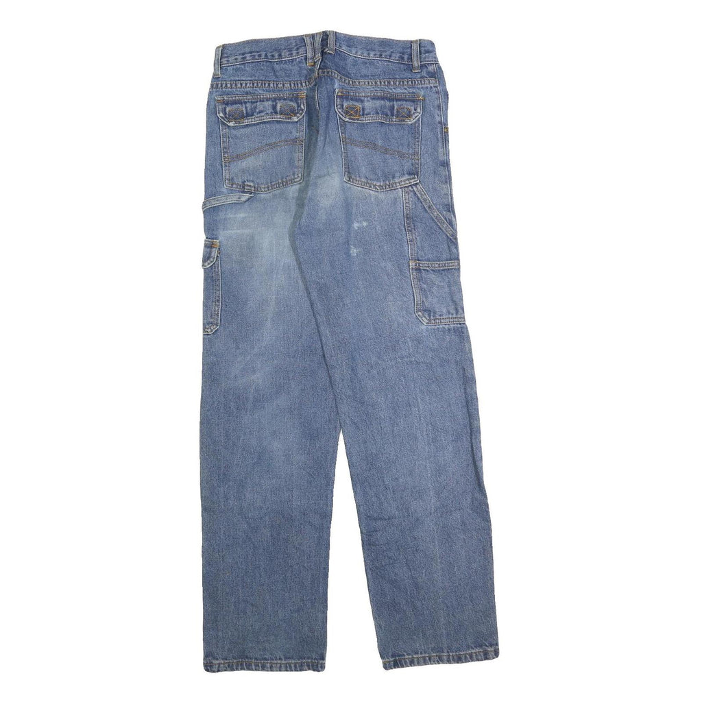 Womens Blue Regular Fit Straight Cotton Blend Denim Jeans W31 L32 Cargo Pockets