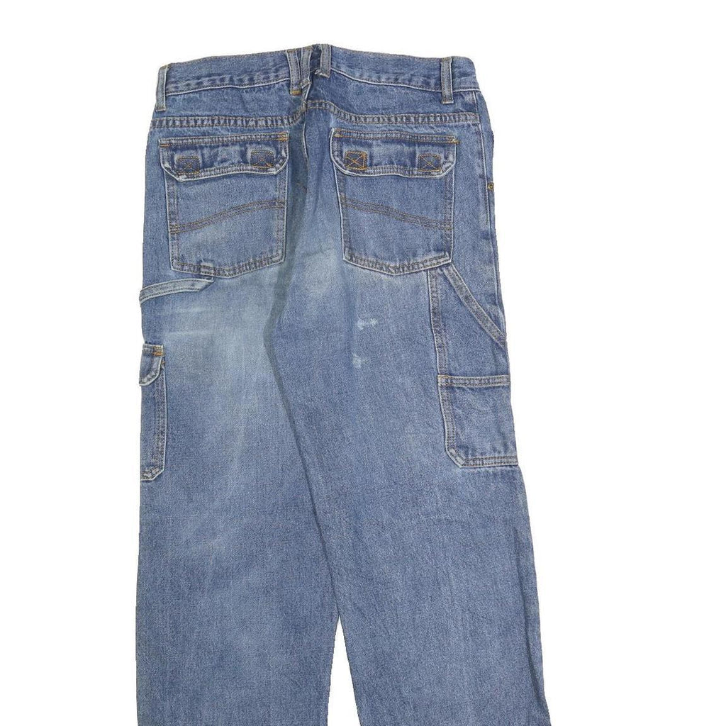 Womens Blue Regular Fit Straight Cotton Blend Denim Jeans W31 L32 Cargo Pockets