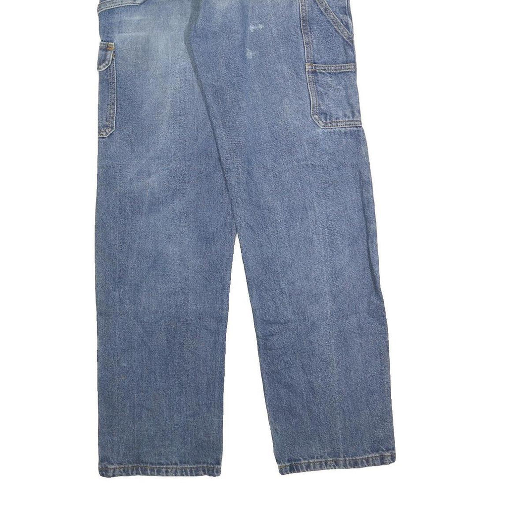 Womens Blue Regular Fit Straight Cotton Blend Denim Jeans W31 L32 Cargo Pockets