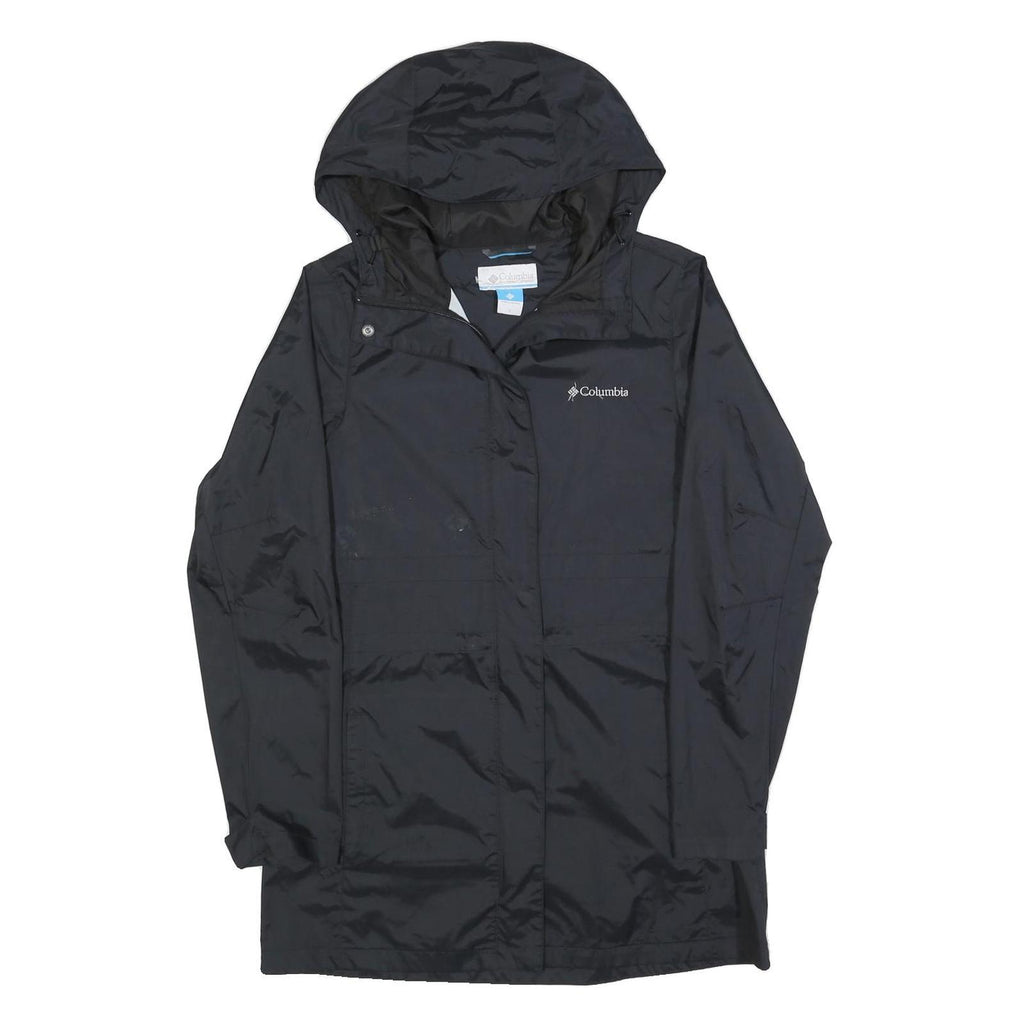 COLUMBIA Womens Black Outdoor Jacket S Polyester Blend Zip Hooded Plain
