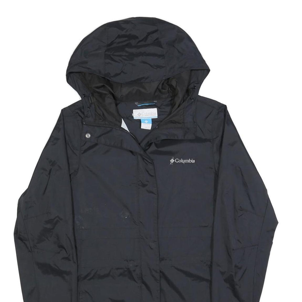 COLUMBIA Womens Black Outdoor Jacket S Polyester Blend Zip Hooded Plain
