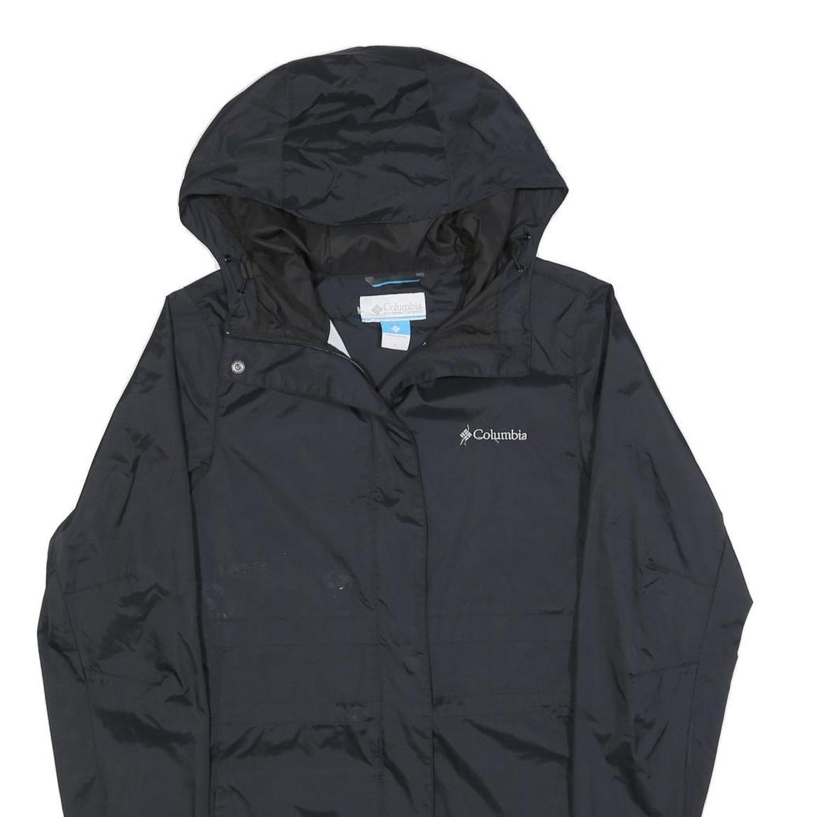 COLUMBIA Womens Black Outdoor Jacket S Polyester Blend Zip Hooded Plain