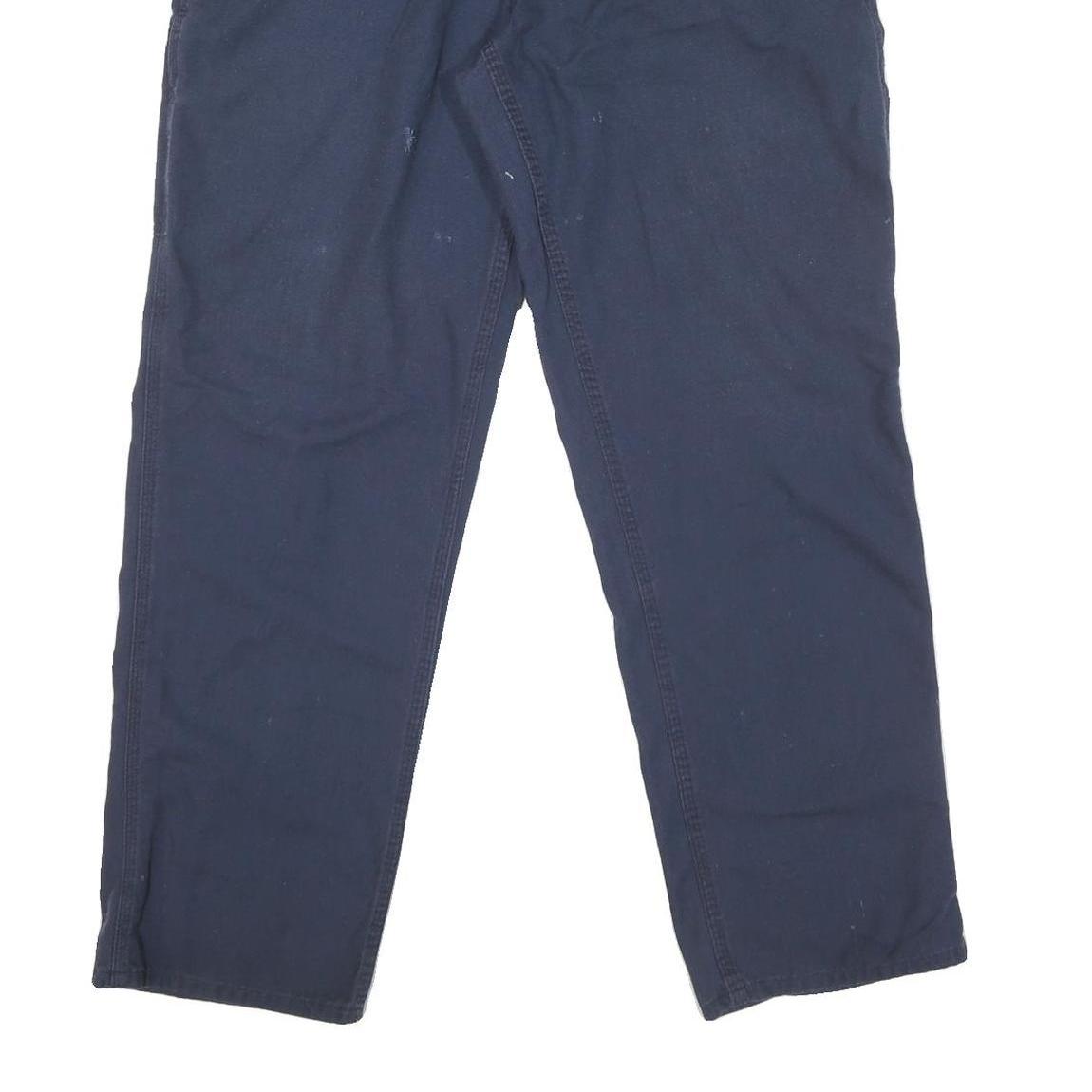 CARHARTT Mens Regular Navy Blue Cotton Blend Zip Trousers W36 L31 Workwear