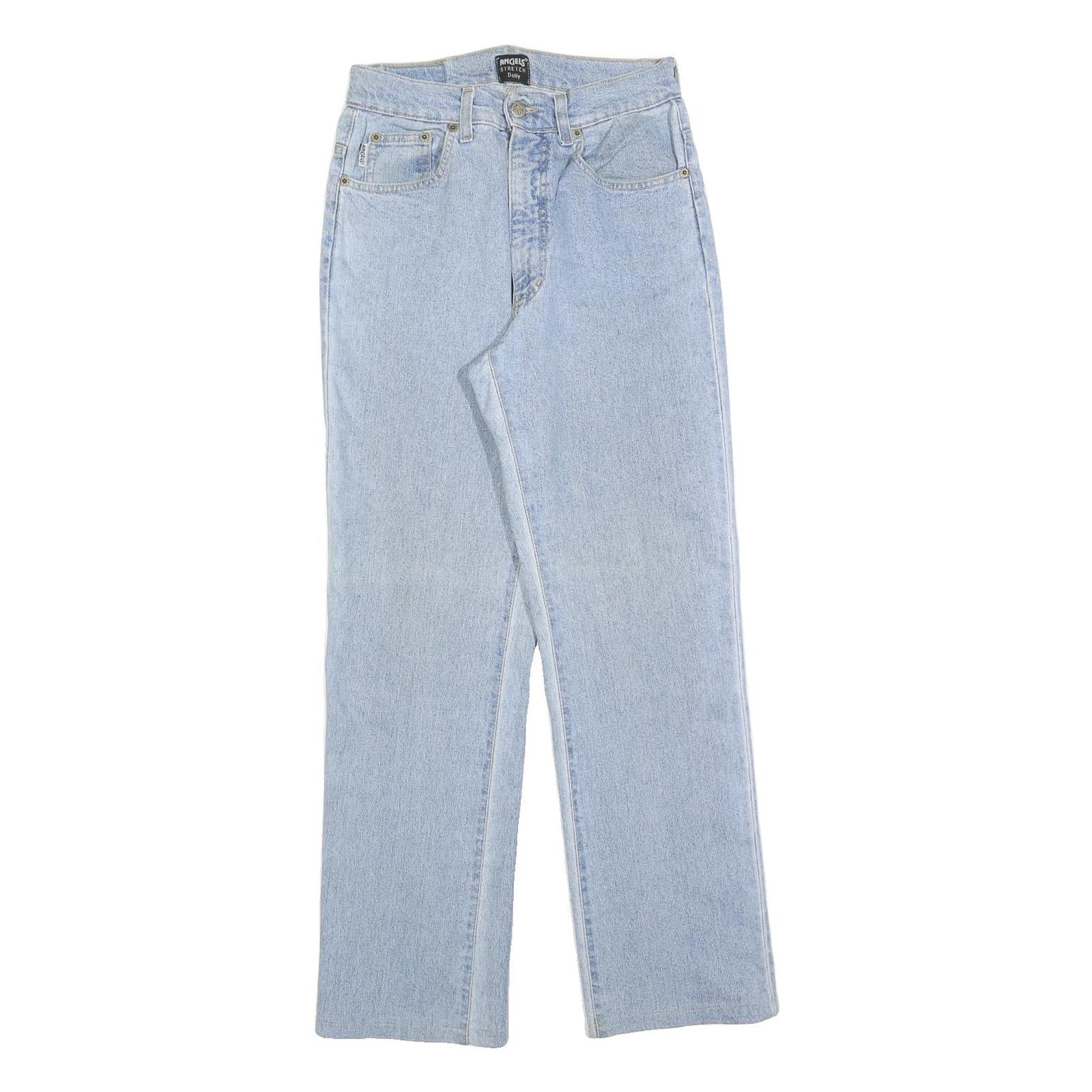 ANGEL Womens Jeans Blue Regular Straight Denim Light W26 L28 Stretch Zip