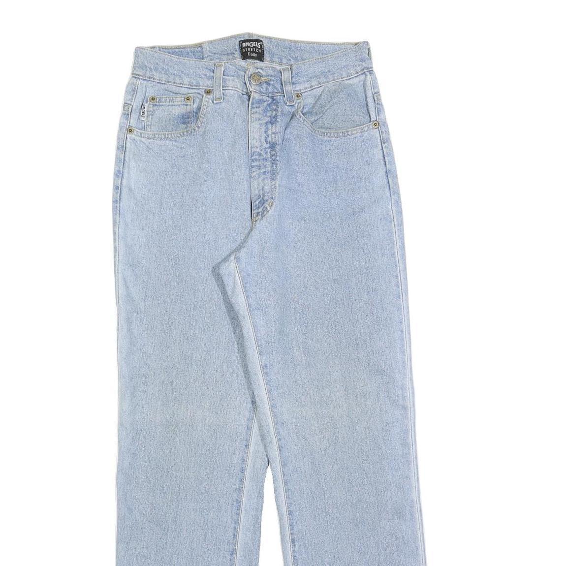 ANGEL Womens Jeans Blue Regular Straight Denim Light W26 L28 Stretch Zip