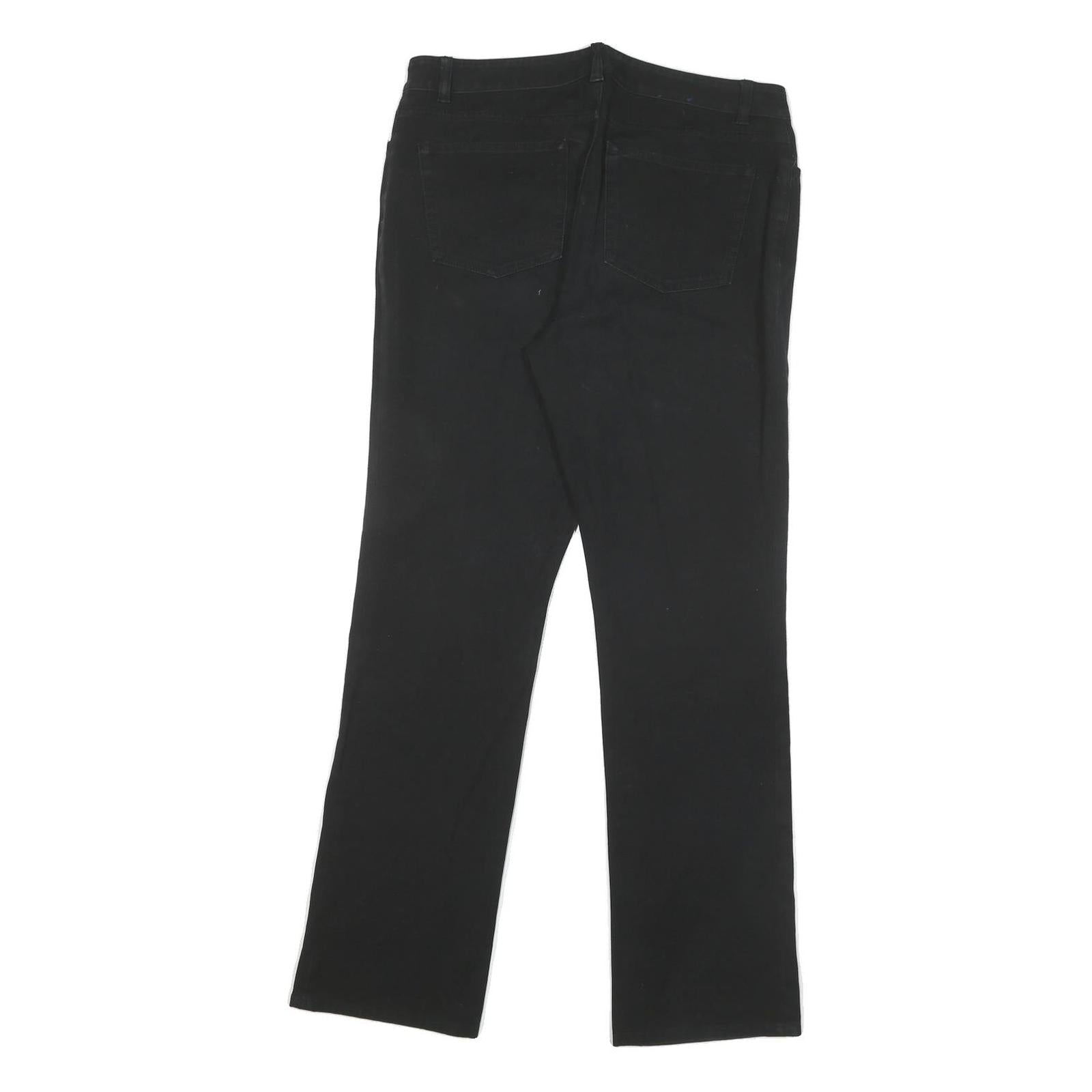 CHAPS Womens Cotton Blend Black Regular Fit Straight Leg Trousers W34 L31