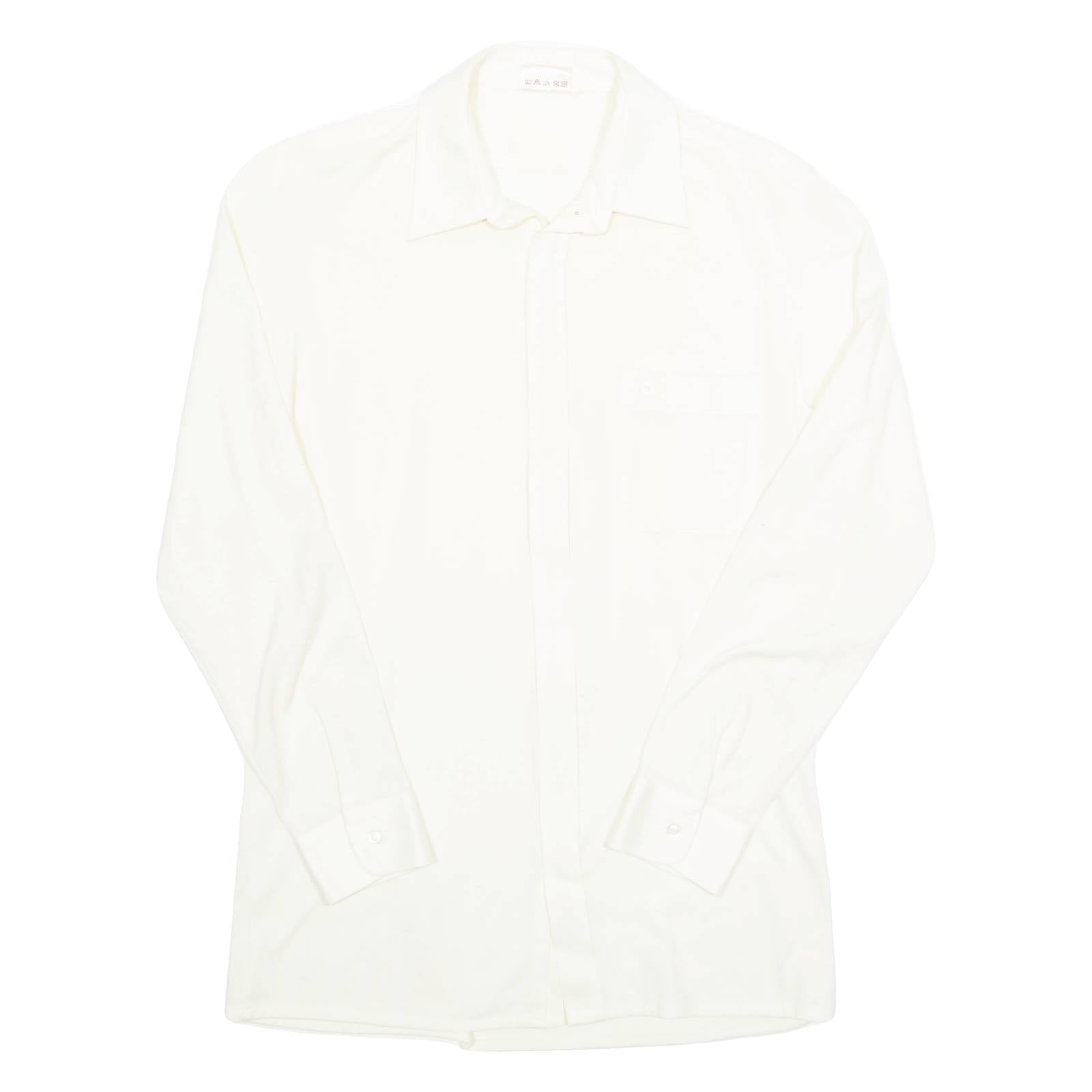 TREND Mens Plain Shirt Cream Long Sleeve M