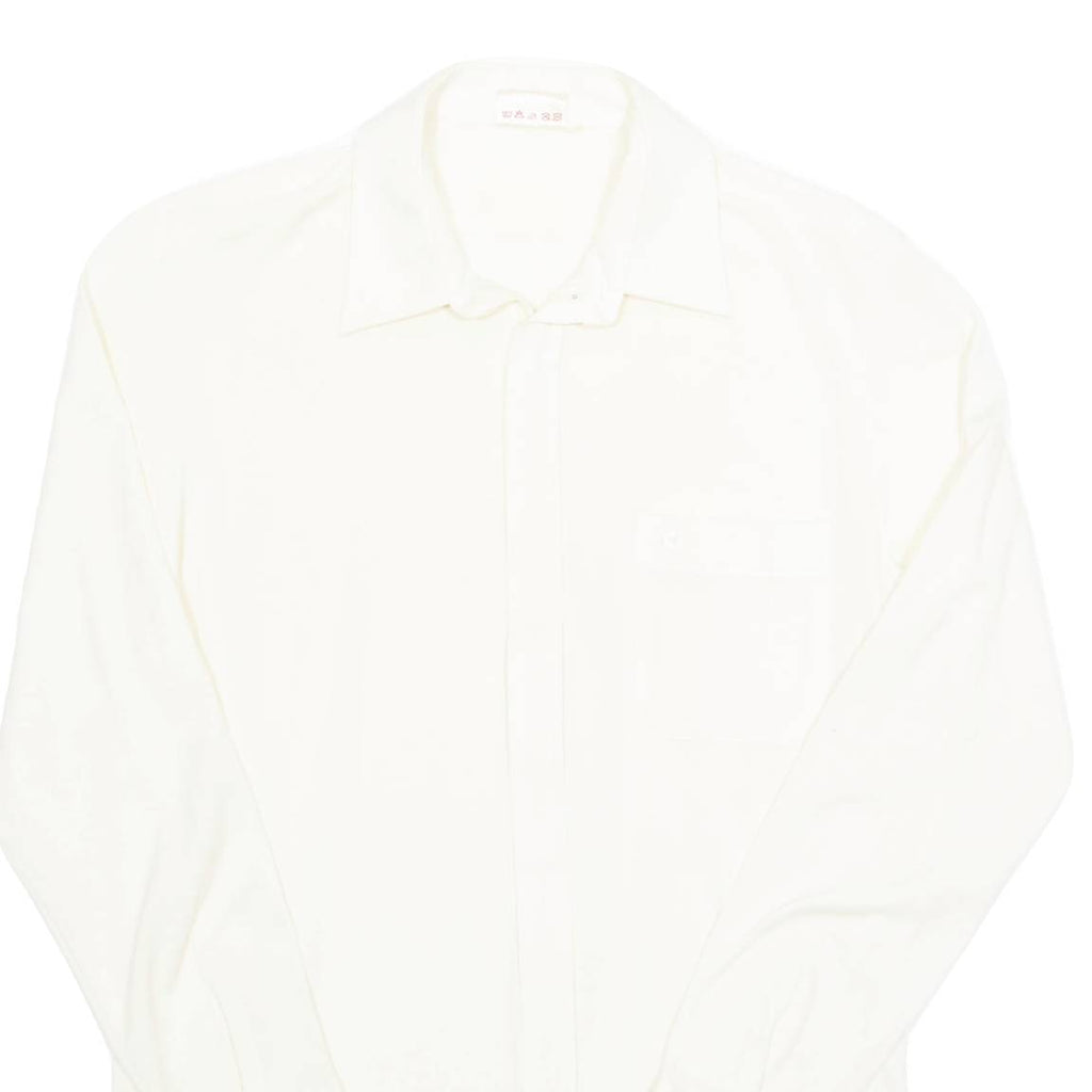 TREND Mens Plain Shirt Cream Long Sleeve M