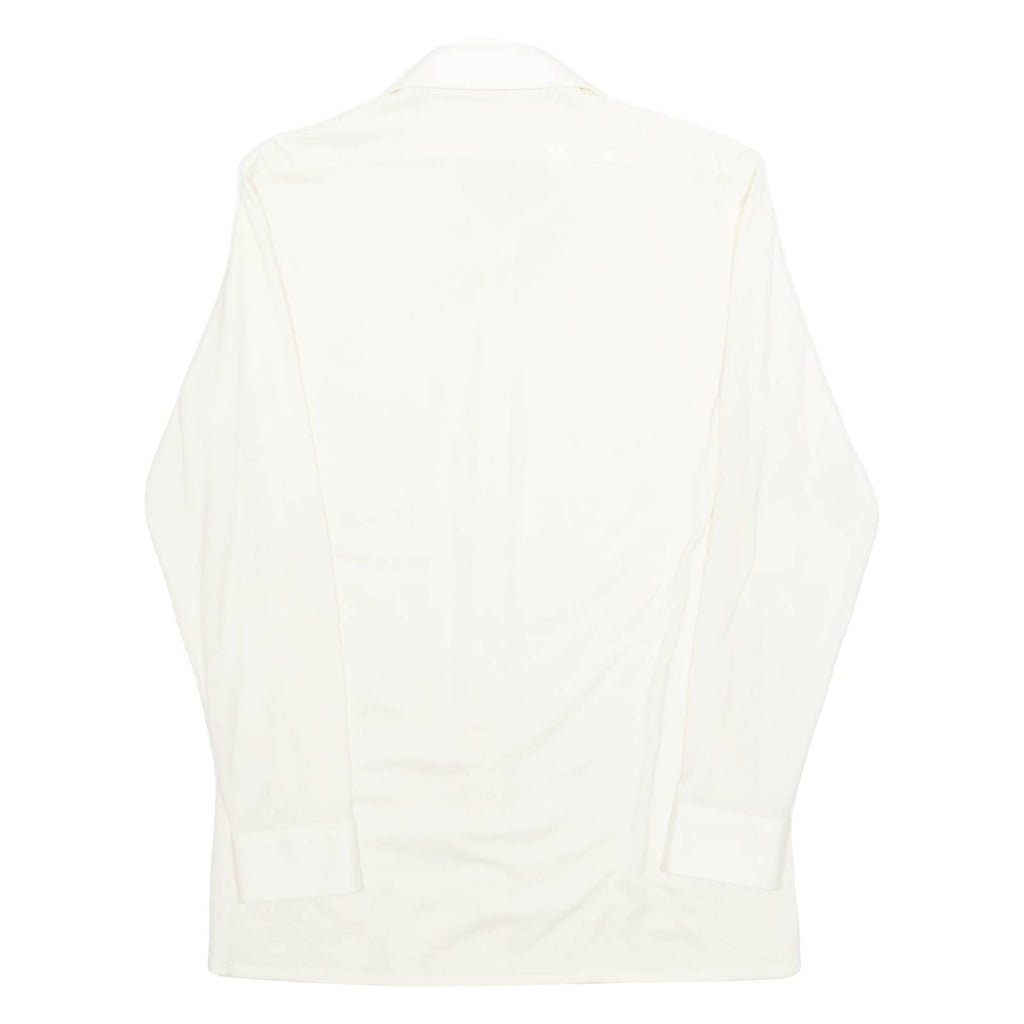 TREND Mens Plain Shirt Cream Long Sleeve M