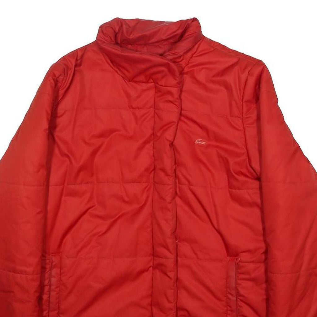 LACOSTE Womens Red Jacket M Polyester Quilted Zip Padded Lightweight Casual
