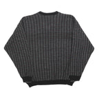 GERALD PALMER Mens Black Patterned Jumper V-Neck Basic Knit M Acrylic Classic