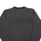 GERALD PALMER Mens Black Patterned Jumper V-Neck Basic Knit M Acrylic Classic