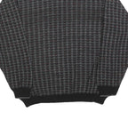 GERALD PALMER Mens Black Patterned Jumper V-Neck Basic Knit M Acrylic Classic