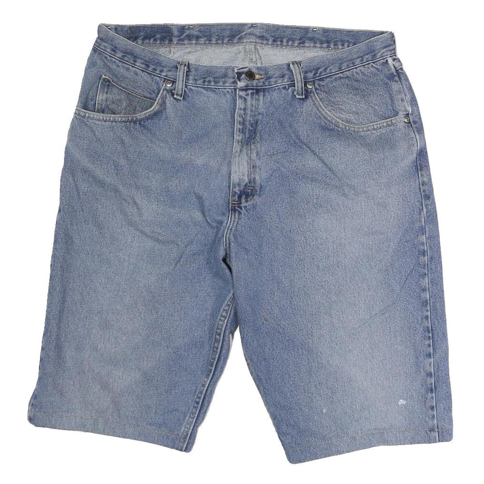 WRANGLER Mens Denim Blue Casual Shorts L W36 Cotton Blend Button Closure