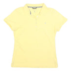 NAUTICA Womens Yellow Short Sleeve Plain Polo Shirt L Cotton Blend Classic
