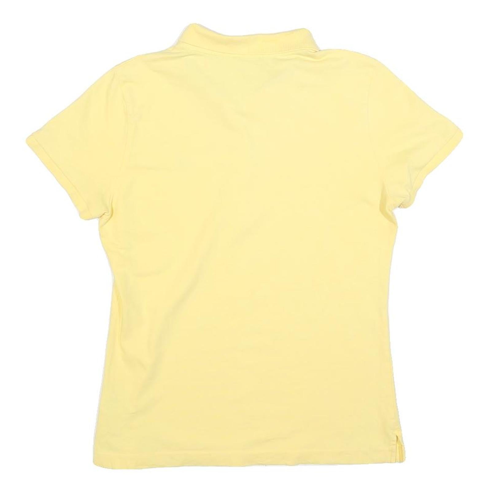 NAUTICA Womens Yellow Short Sleeve Plain Polo Shirt L Cotton Blend Classic