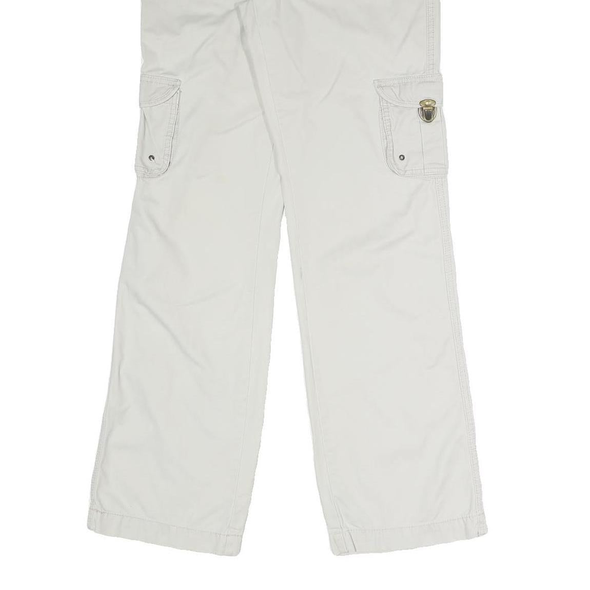 FADED GLORY Womens Cotton Blend White Regular Fit Straight Leg Trousers W31 L32