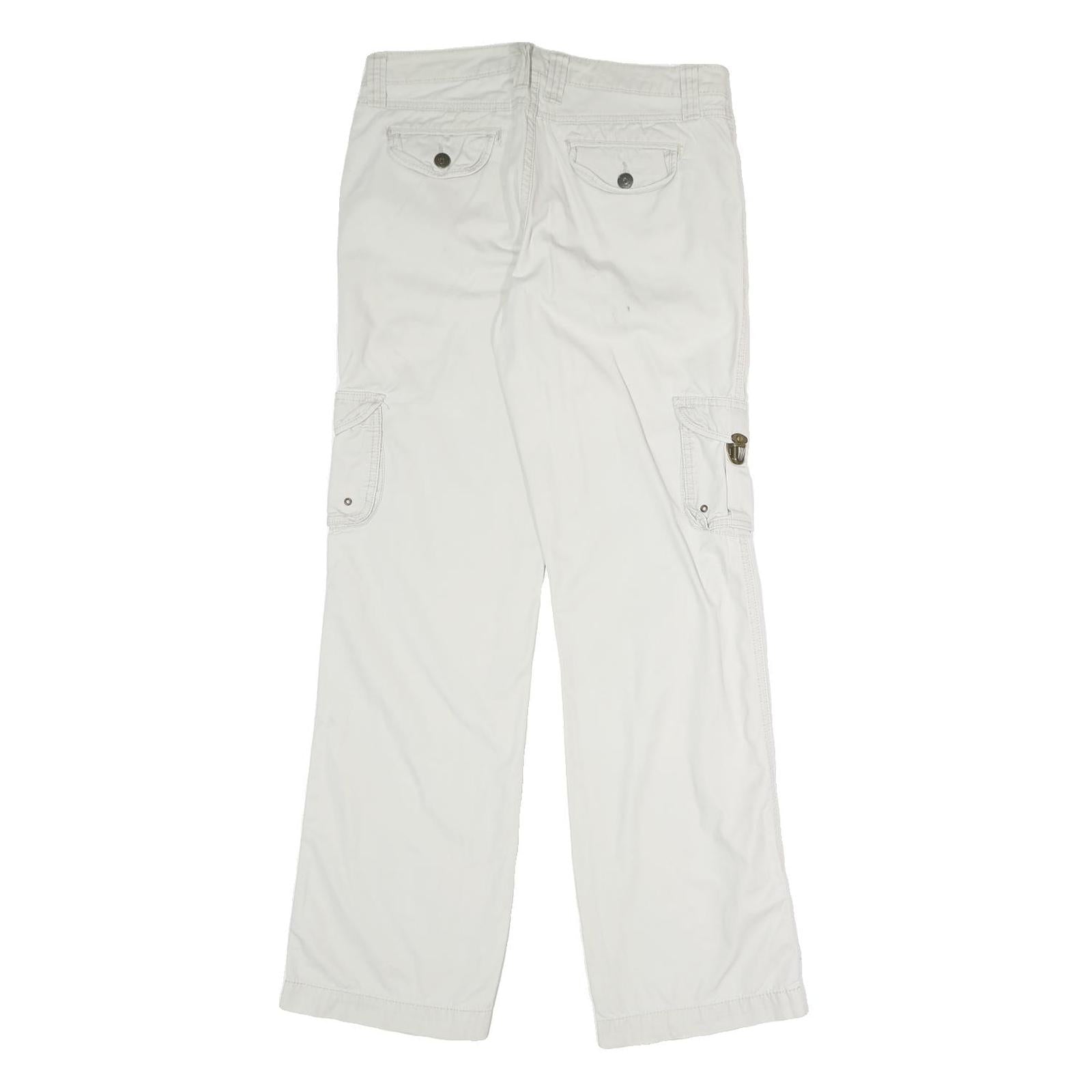 FADED GLORY Womens Cotton Blend White Regular Fit Straight Leg Trousers W31 L32