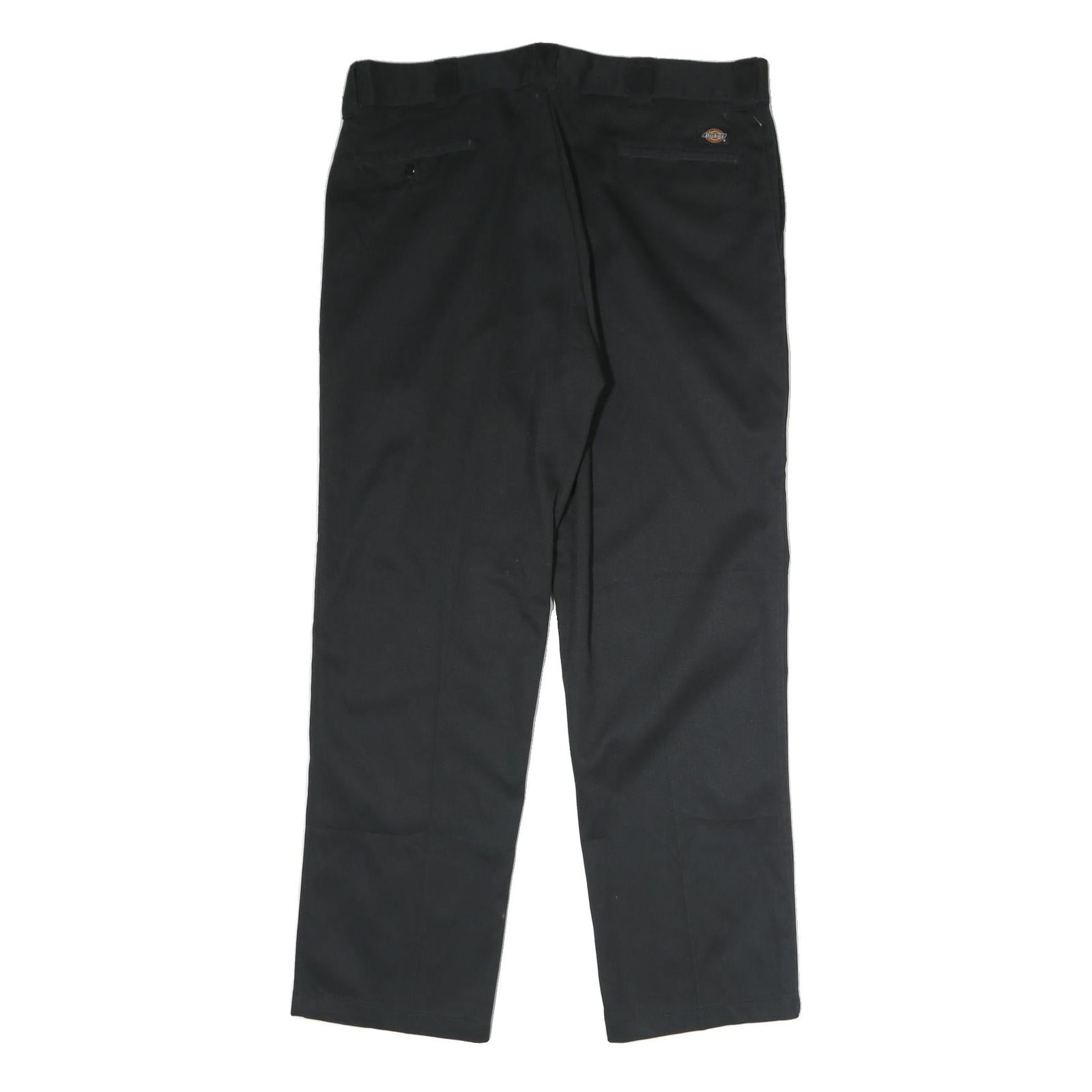 DICKIES Mens Cotton Black Regular Straight Trousers W40 L30 Workwear Zip Closure