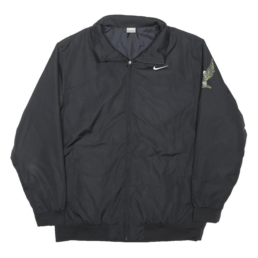 NIKE Mens Black Basketball Zip Jacket L Polyester Blend Graphic Print Sportswear