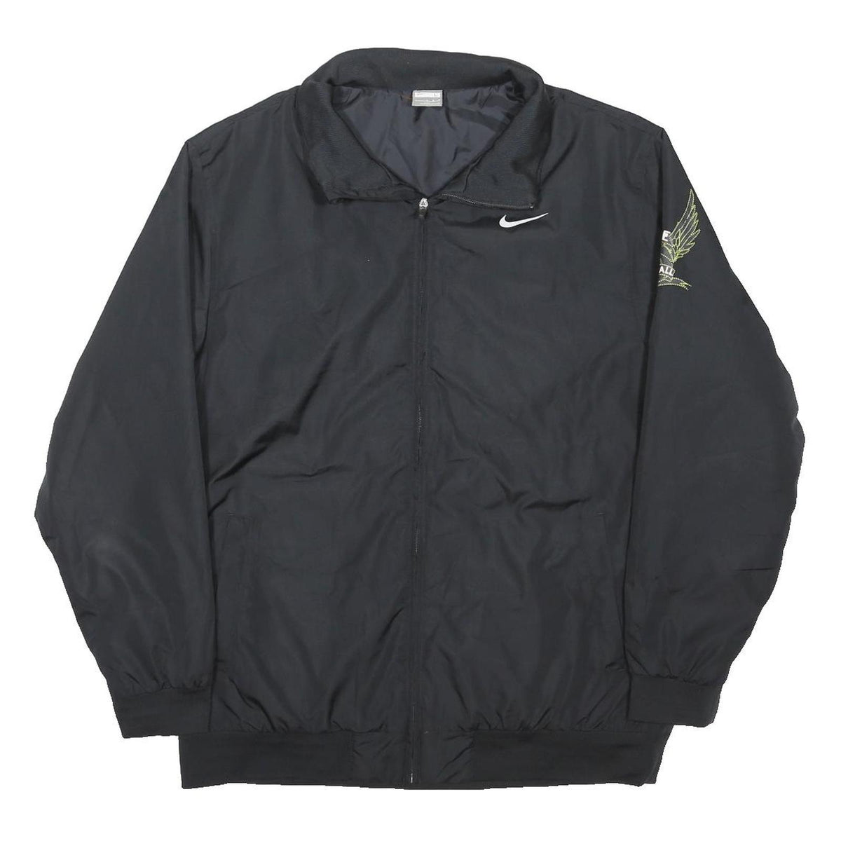 NIKE Mens Black Basketball Zip Jacket L Polyester Blend Graphic Print Sportswear