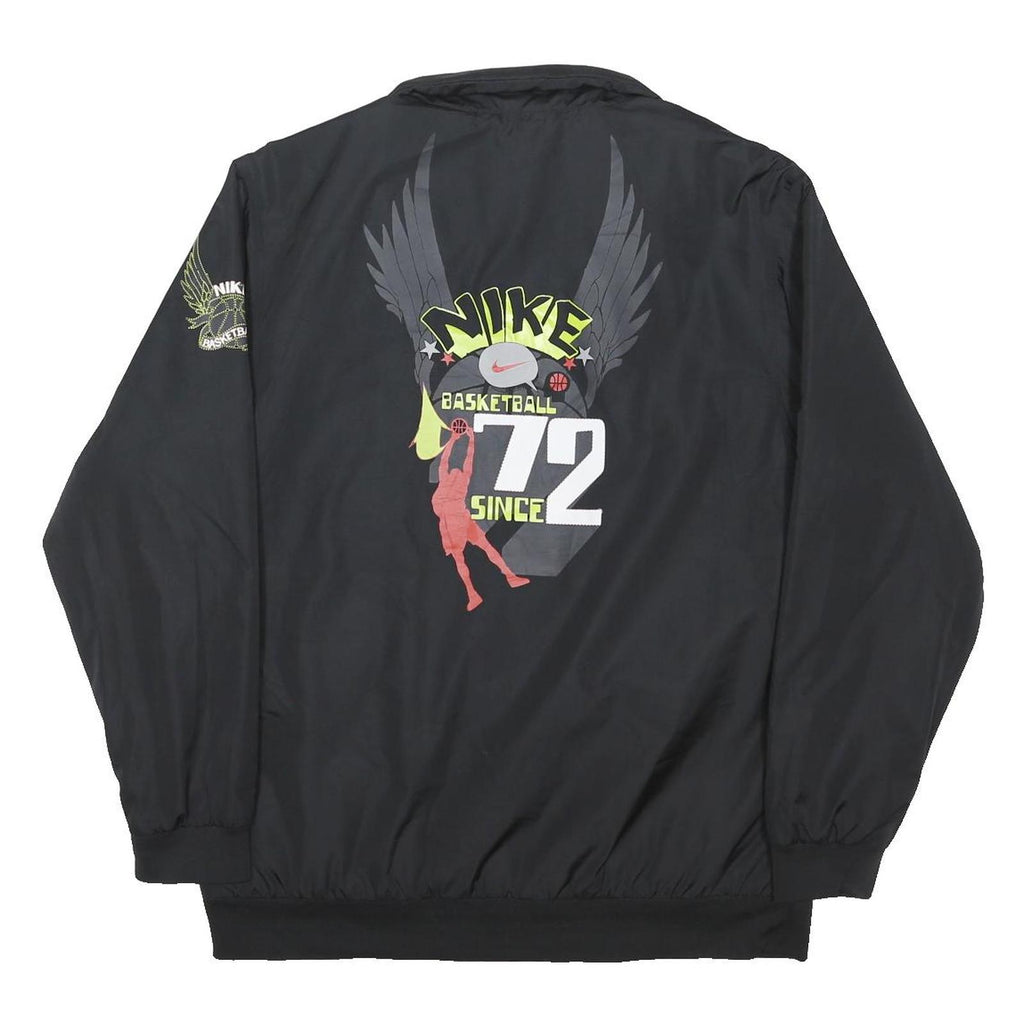 NIKE Mens Black Basketball Zip Jacket L Polyester Blend Graphic Print Sportswear