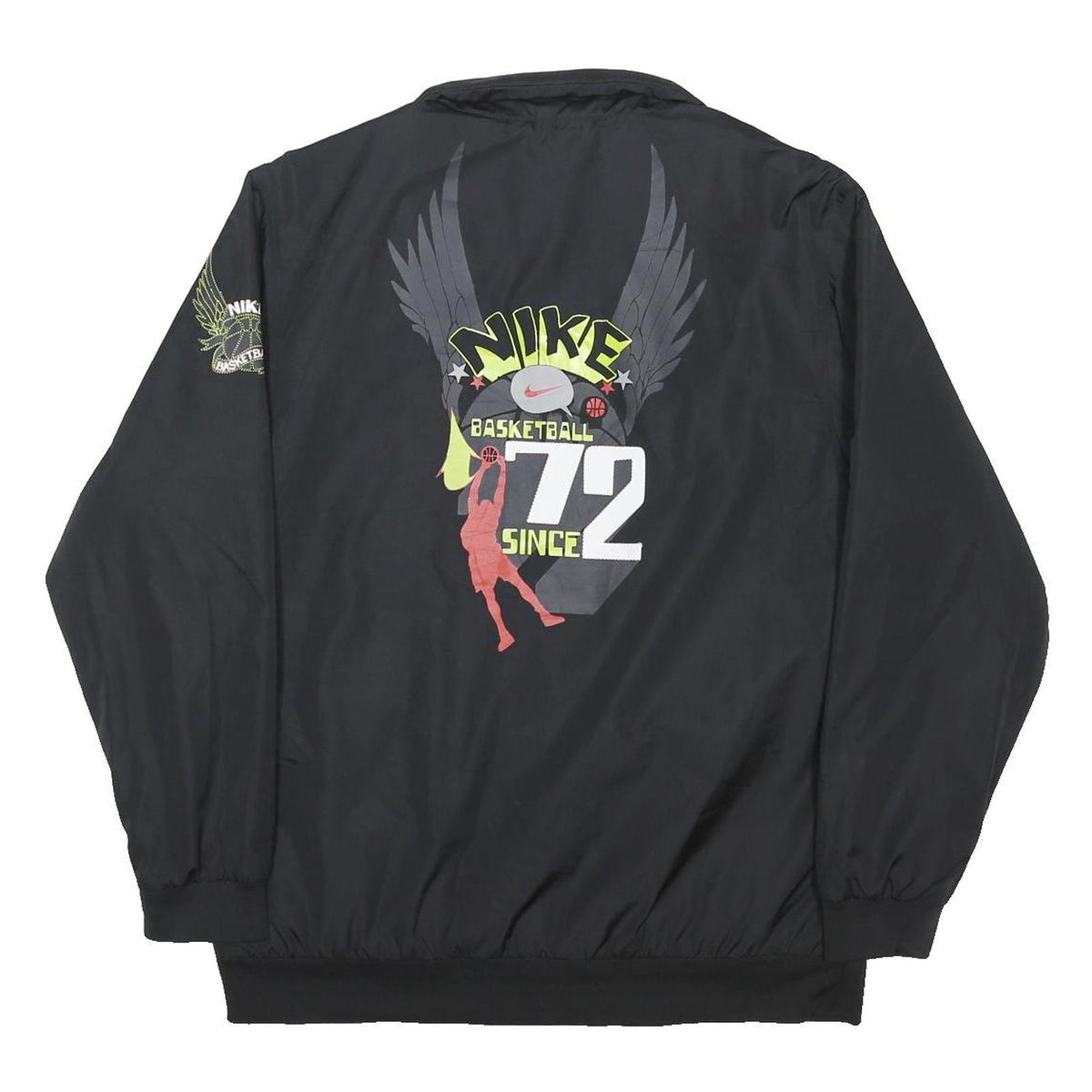 NIKE Mens Black Basketball Zip Jacket L Polyester Blend Graphic Print Sportswear