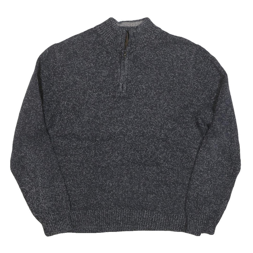 CHAPS Mens Grey Pullover Plain Half Zip Basic Knit Jumper Cotton Blend L