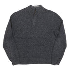 CHAPS Mens Grey Pullover Plain Half Zip Basic Knit Jumper Cotton Blend L