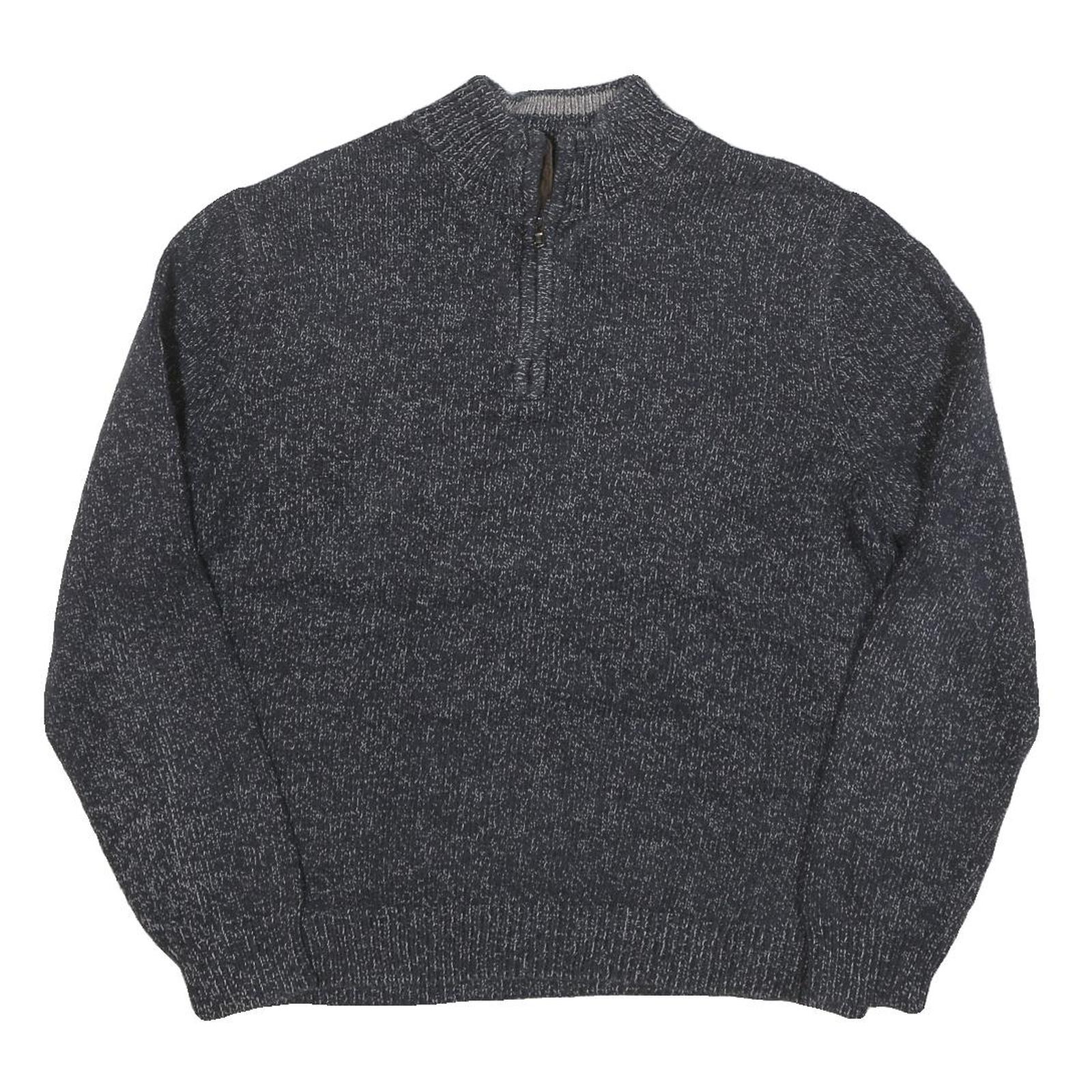 CHAPS Mens Grey Pullover Plain Half Zip Basic Knit Jumper Cotton Blend L