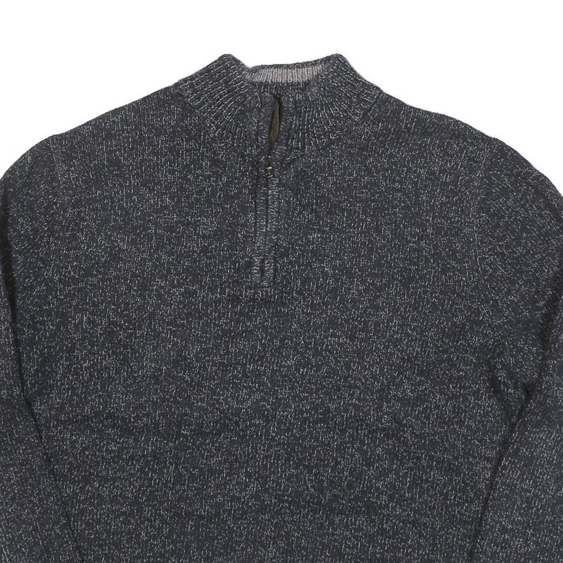 CHAPS Mens Grey Pullover Plain Half Zip Basic Knit Jumper Cotton Blend L