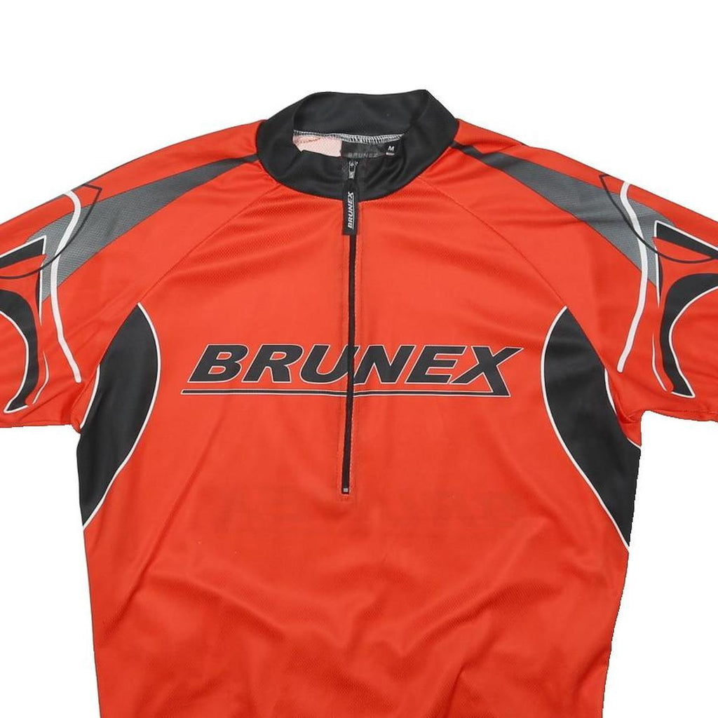BRUNEX Mens Red & Black Graphic T-Shirt M Short Sleeve Round Neck Cycling Jersey