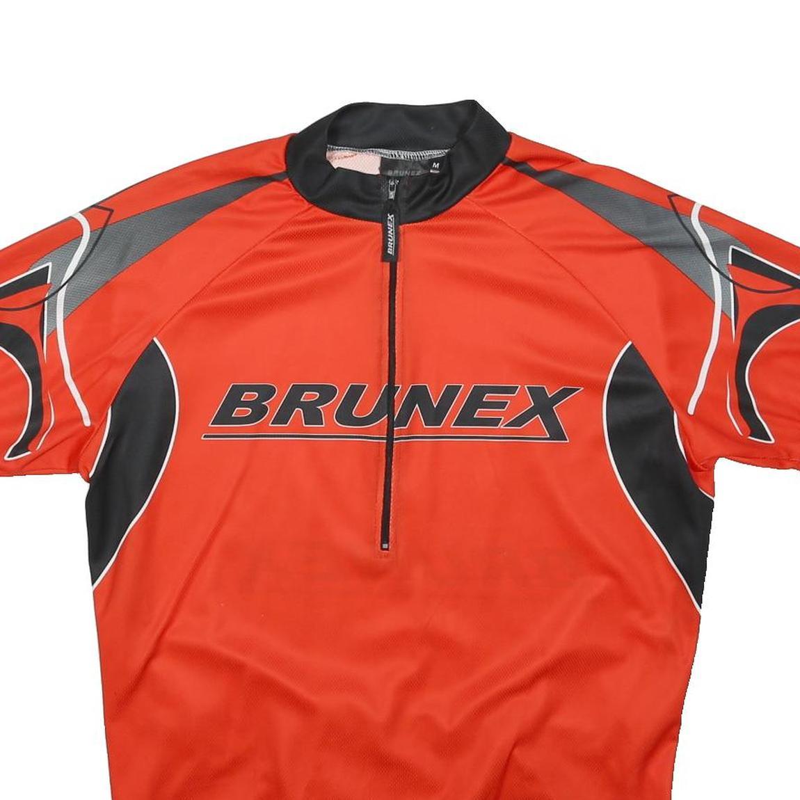 BRUNEX Mens Red & Black Graphic T-Shirt M Short Sleeve Round Neck Cycling Jersey