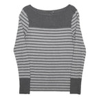 MINT VELVET Womens Grey Stripe Boat Neck Long Sleeve Top UK 12