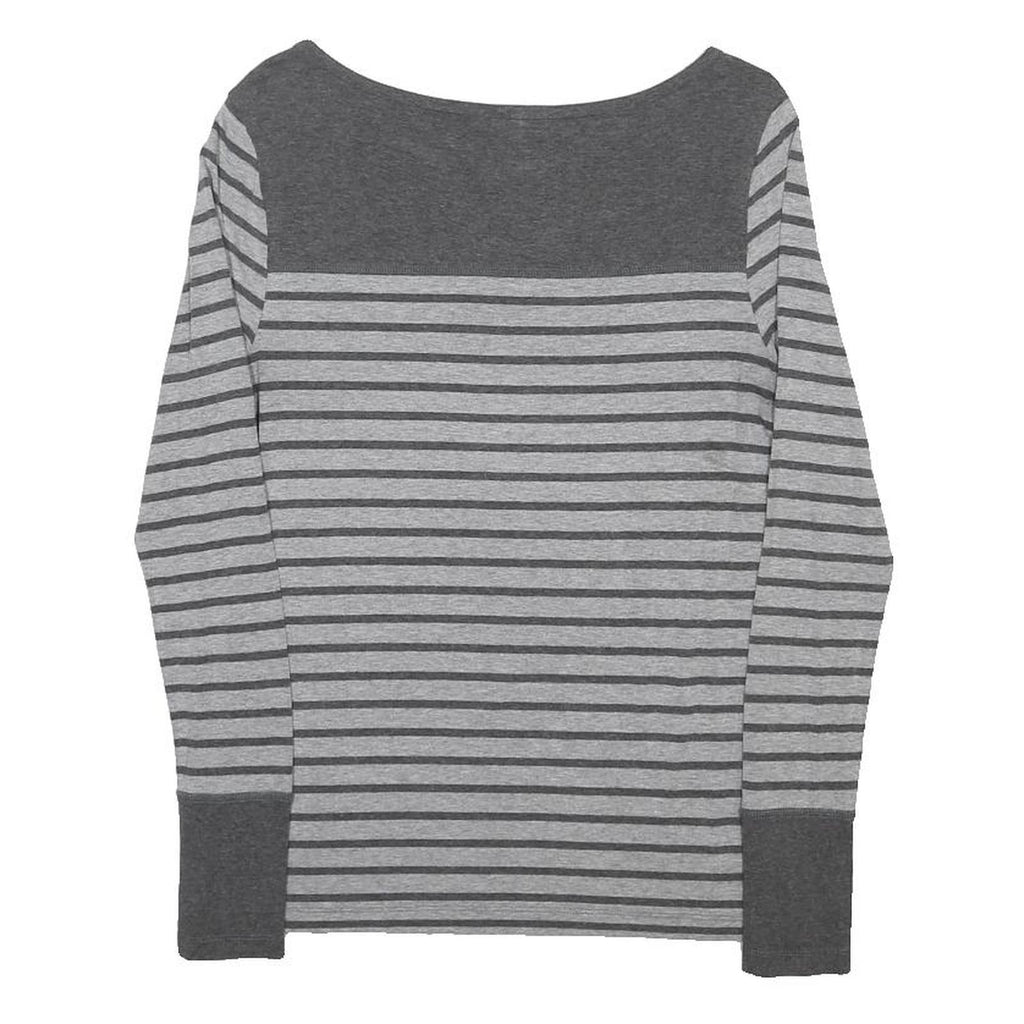 MINT VELVET Womens Grey Stripe Boat Neck Long Sleeve Top UK 12