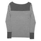 MINT VELVET Womens Grey Stripe Boat Neck Long Sleeve Top UK 12