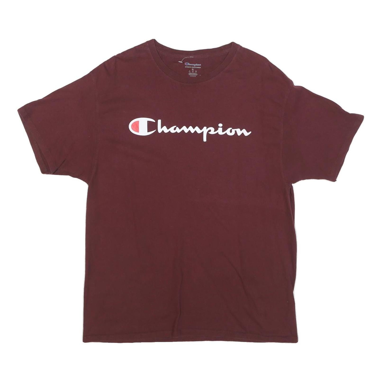 CHAMPION Mens Maroon Classic T-Shirt XL Short Sleeve Crew Neck Cotton Blend