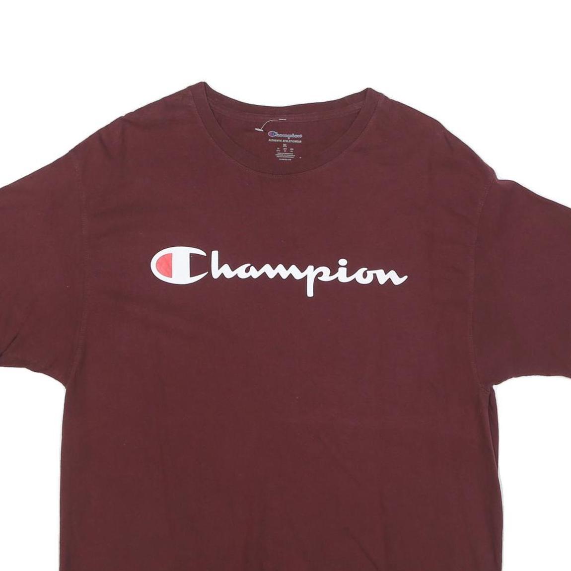 CHAMPION Mens Maroon Classic T-Shirt XL Short Sleeve Crew Neck Cotton Blend