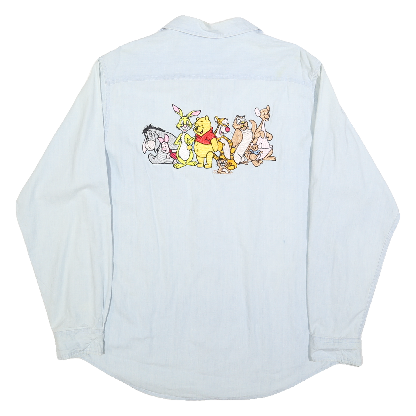Womens Light Blue Cotton Shirt L Winnie The Pooh Characters Print Casual Relaxed