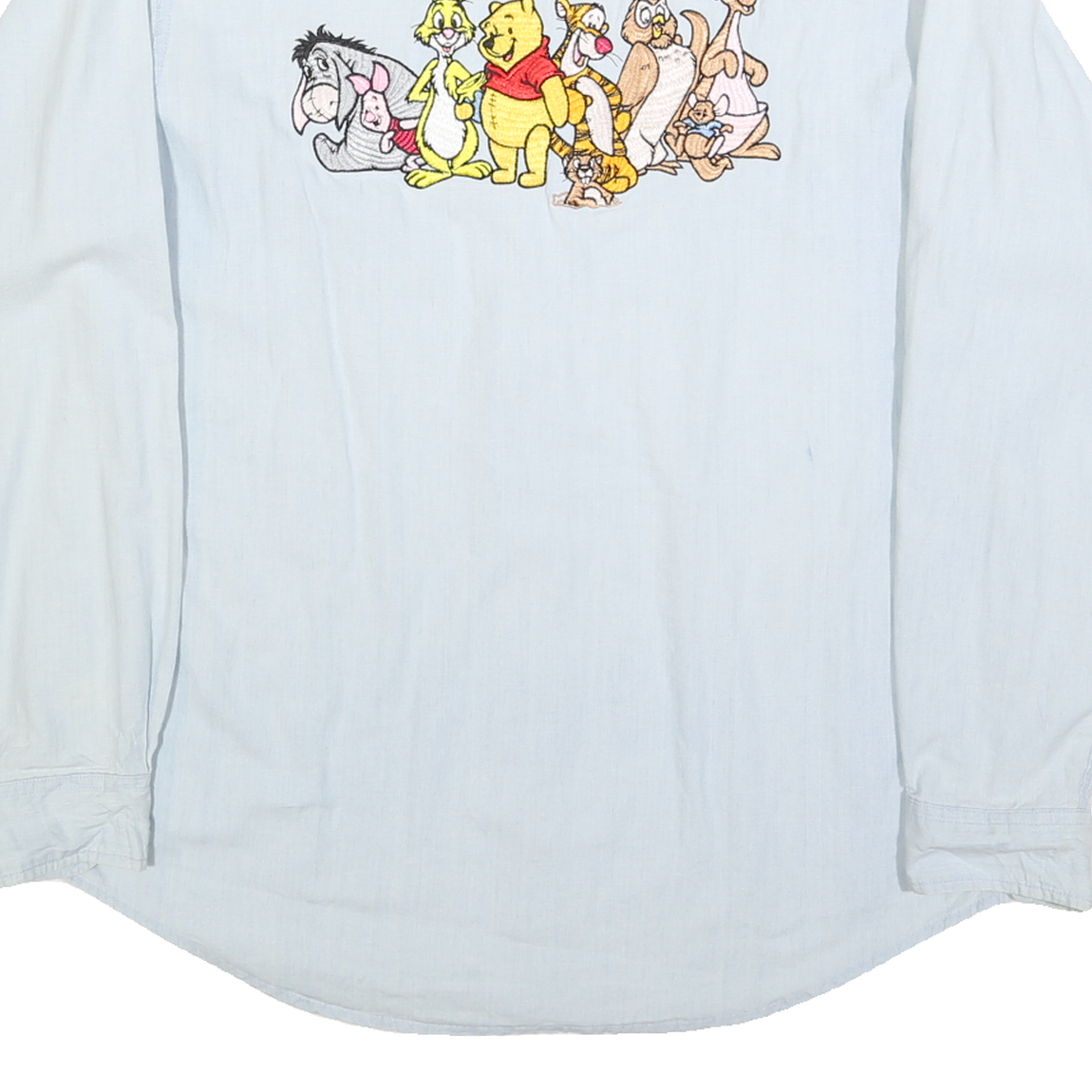 Womens Light Blue Cotton Shirt L Winnie The Pooh Characters Print Casual Relaxed