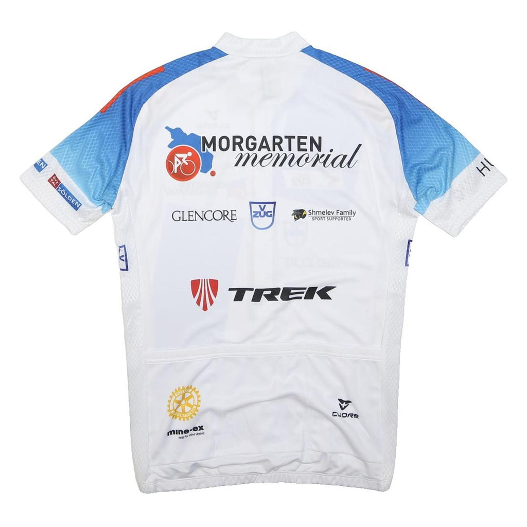 CUORE Mens White & Blue Cycling Jersey M Short Sleeve Crew Neck Blick Glencore