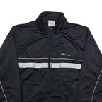 REEBOK Mens Black & Silver Zip Up Jacket 2XL Polyester Track Sportswear