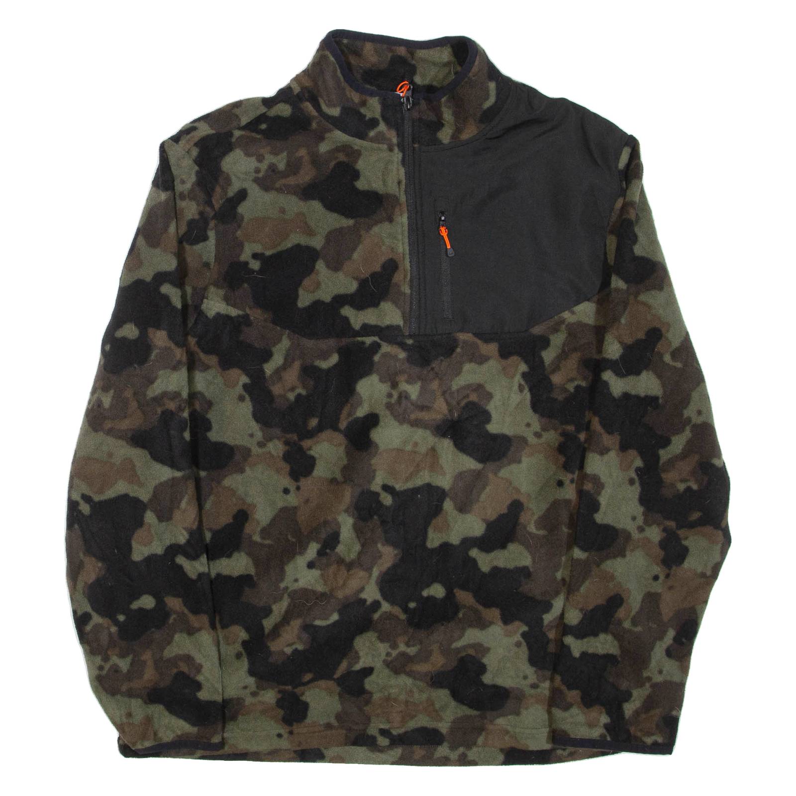 STARTER Mens Patterned Fleece Green Camouflage 1/4 Zip L