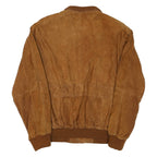 Mens Brown Bomber Jacket L Synthetic Plain Button Closure Casual Outerwear