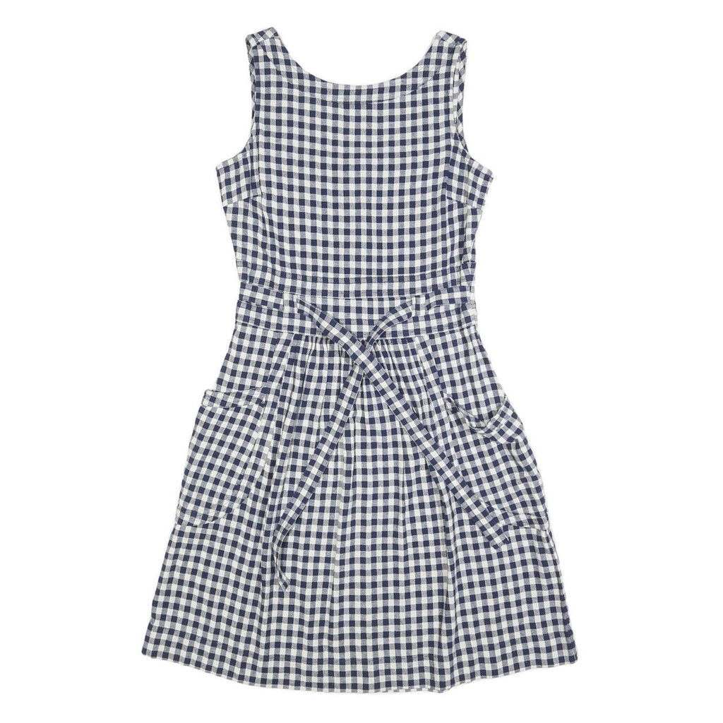 FAT FACE Womens Blue & White Gingham Cotton Blend Day Dress Sleeveless UK 8
