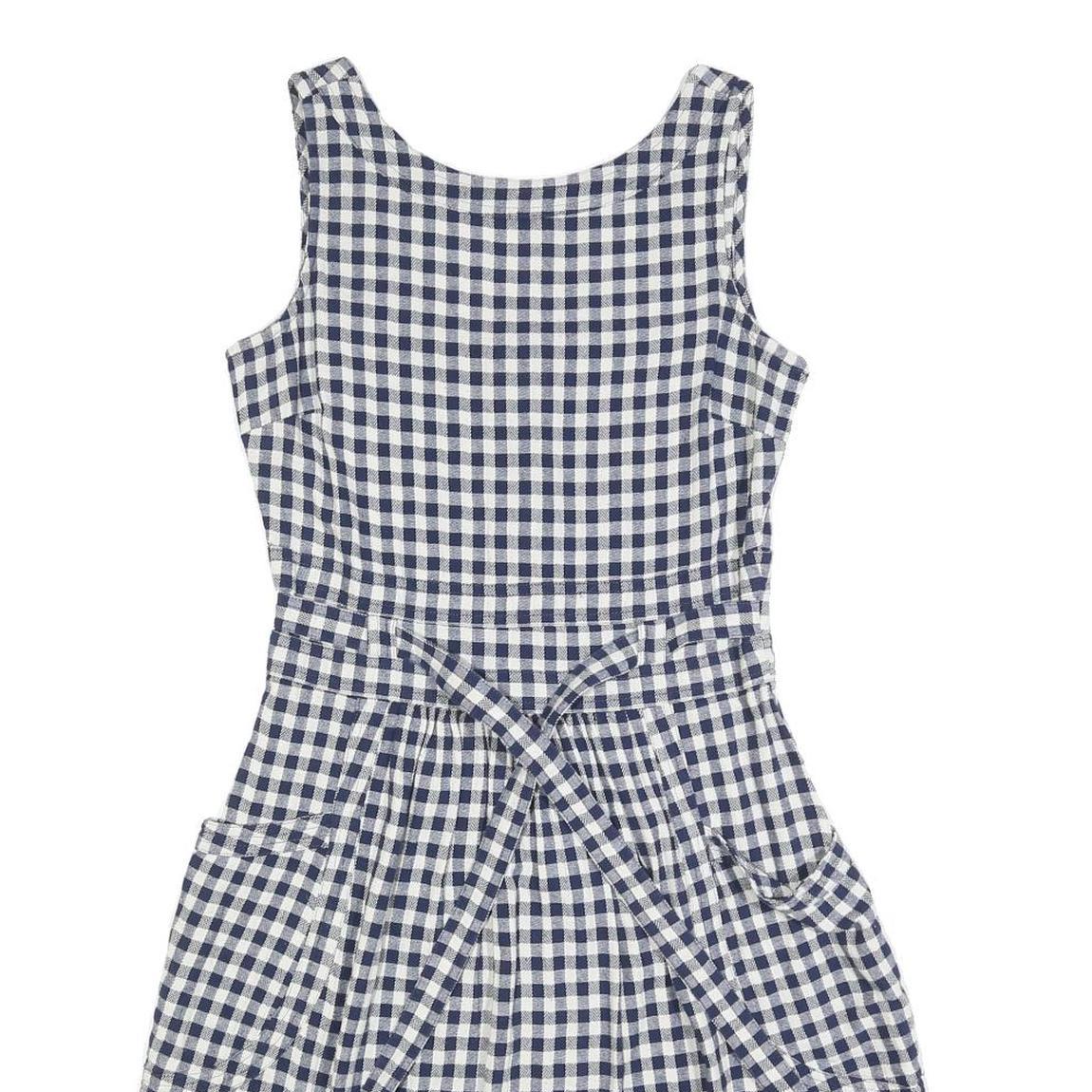FAT FACE Womens Blue & White Gingham Cotton Blend Day Dress Sleeveless UK 8