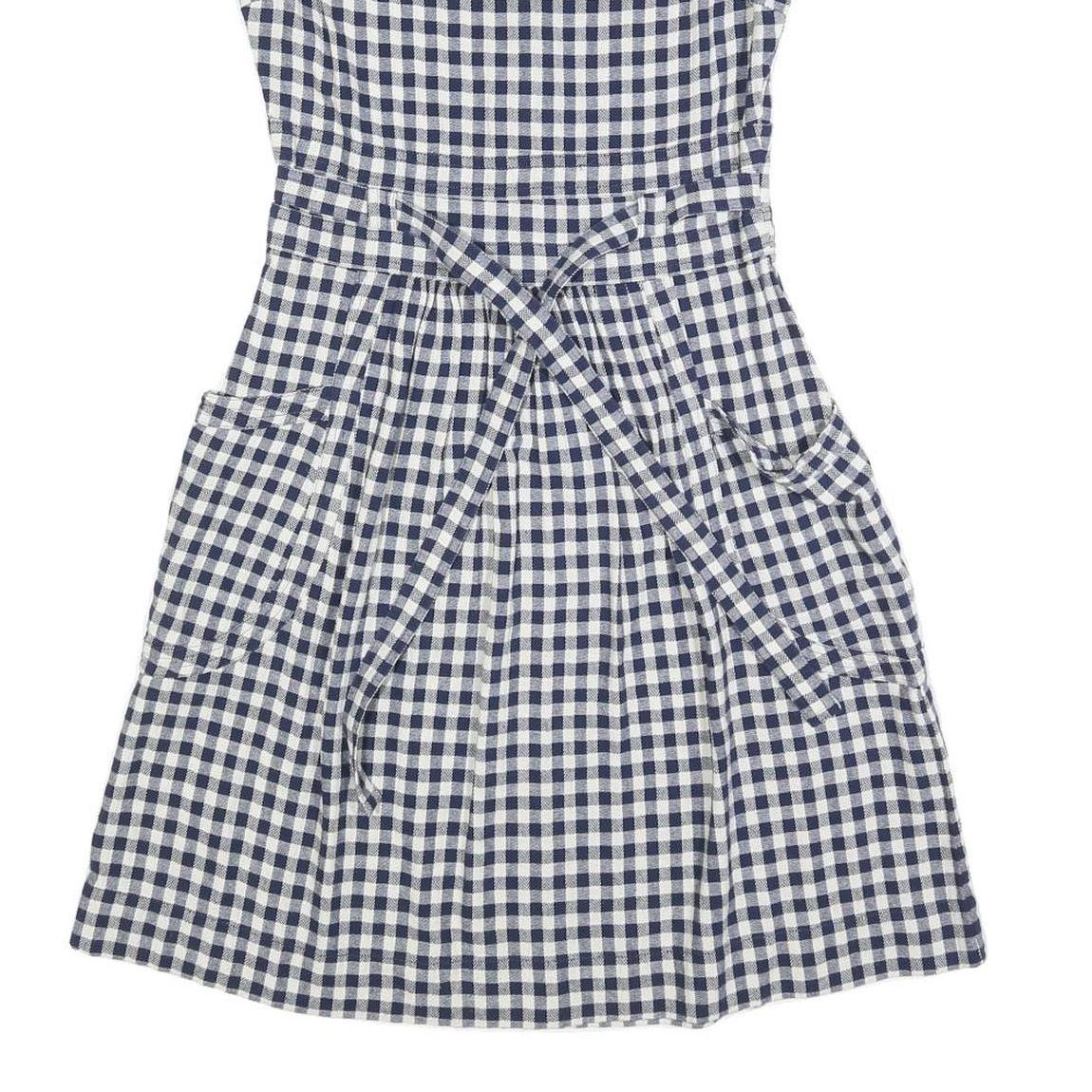 FAT FACE Womens Blue & White Gingham Cotton Blend Day Dress Sleeveless UK 8